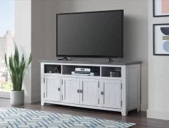 Martin Svensson Home Foundry 65" TV Stand In White Stain With Grey Top - Martin Svensson 90925