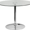 39.25'' Round Glass Table W/ 29''H Chrome Base - Flash Furniture CH-8-GG