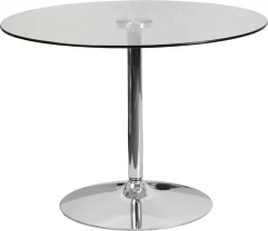 39.25'' Round Glass Table W/ 29''H Chrome Base - Flash Furniture CH-8-GG
