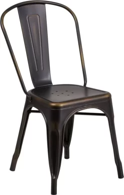 Distressed Copper Metal Indoor Stackable Chair - Flash Furniture ET-3534-COP-GG