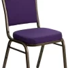 Hercules Series Crown Back Stacking Banquet Chair W/ Purple Fabric & 2.5'' Thick Seat - Gold Vein Frame - Flash Furniture FD-C01-PUR-GV-GG