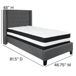 Twin Platform Bed Set-Gray - Flash Furniture HG-BM-45-GG -Home Haven Deals 39 hg bm 45 gg 4