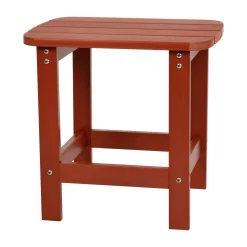 Charlestown All-Weather Poly Resin Wood Adirondack Side Table In Red [JJ-T14001-RED-GG] - Flash Furniture JJ-T14001-RED-GG