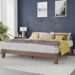 Evelyn Walnut Finish Wood King Platform Bed With Wooden Support Slats, No Box Spring Required [YKC-1090-K-WAL-GG] - Flash Furniture YKC-1090-K-WAL-GG -Home Haven Deals 39 ykc 1090 k wal gg 7