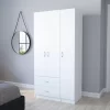 Clark Three Door Armoire, Metal Rod, White Finish - We Have Furniture WHF136