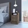 Enna Nightstand, Two Drawers, Dark Brown Finish - We Have Furniture WHF340