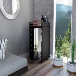 Mou Bar Cart, Glass Door, Black Wengue Finish - We Have Furniture WHF629