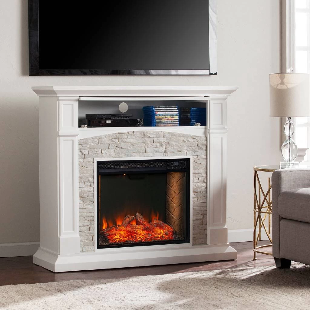 Seneca Smart Media Fireplace - White - SEI Furniture FS9362 2 Seneca Smart Media Fireplace - White - SEI Furniture FS9362 - Image 2