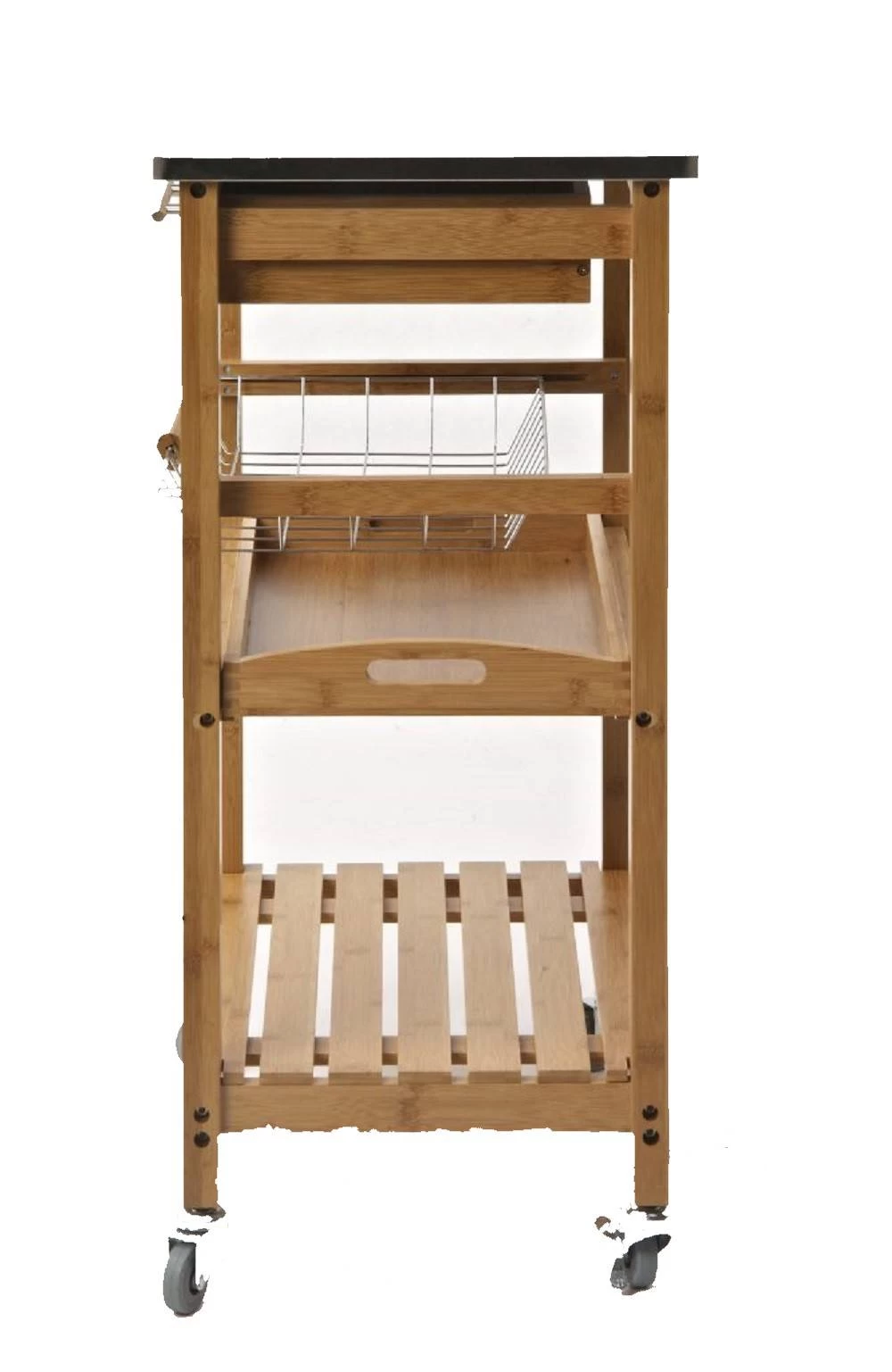 Aya Bamboo Kitchen Cart, Stainless Steel Top .. - Boraam Industries 50651 3 Aya Bamboo Kitchen Cart, Stainless Steel Top .. - Boraam Industries 50651 - Image 3