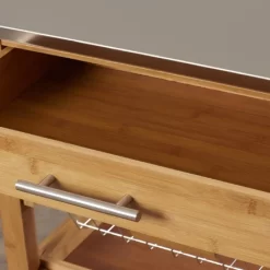 Aya Bamboo Kitchen Cart, Stainless Steel Top .. - Boraam Industries 50651 10 Aya Bamboo Kitchen Cart, Stainless Steel Top .. - Boraam Industries 50651 -Home Haven Deals 50651 4