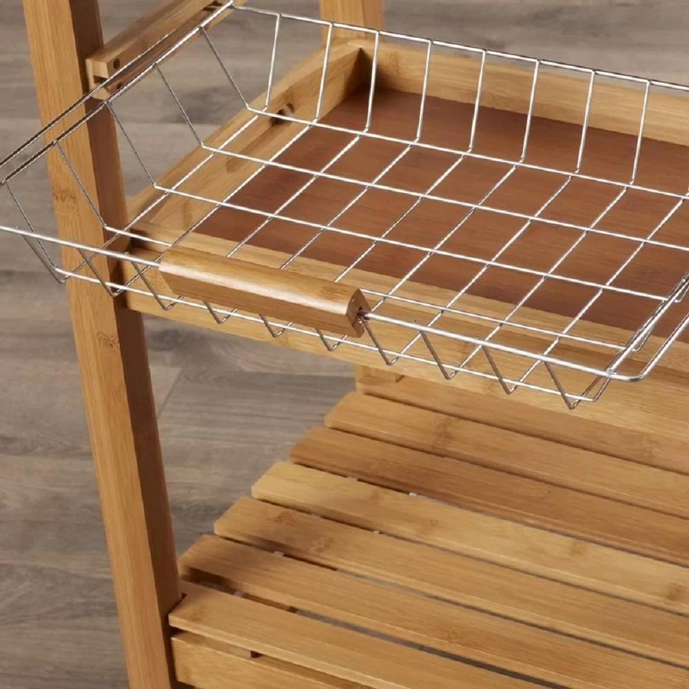 Aya Bamboo Kitchen Cart, Stainless Steel Top .. - Boraam Industries 50651 6 Aya Bamboo Kitchen Cart, Stainless Steel Top .. - Boraam Industries 50651 - Image 6