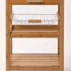 Aya Bamboo Kitchen Cart, Stainless Steel Top .. - Boraam Industries 50651