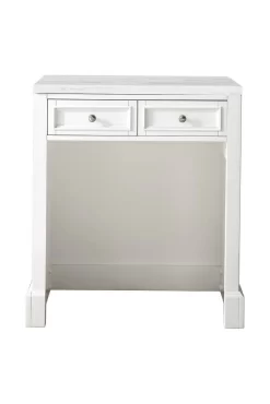 De Soto 30" Countertop Unit (makeup Counter) - Bright White With 3 CM Arctic Fall Solid Surface Top - James Martin 825-CU30-BW-3AF
