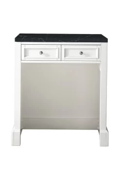 De Soto 30" Countertop Unit (makeup Counter) - Bright White With 3 CM Charcoal Soapstone Quartz Top - James Martin 825-CU30-BW-3CSP