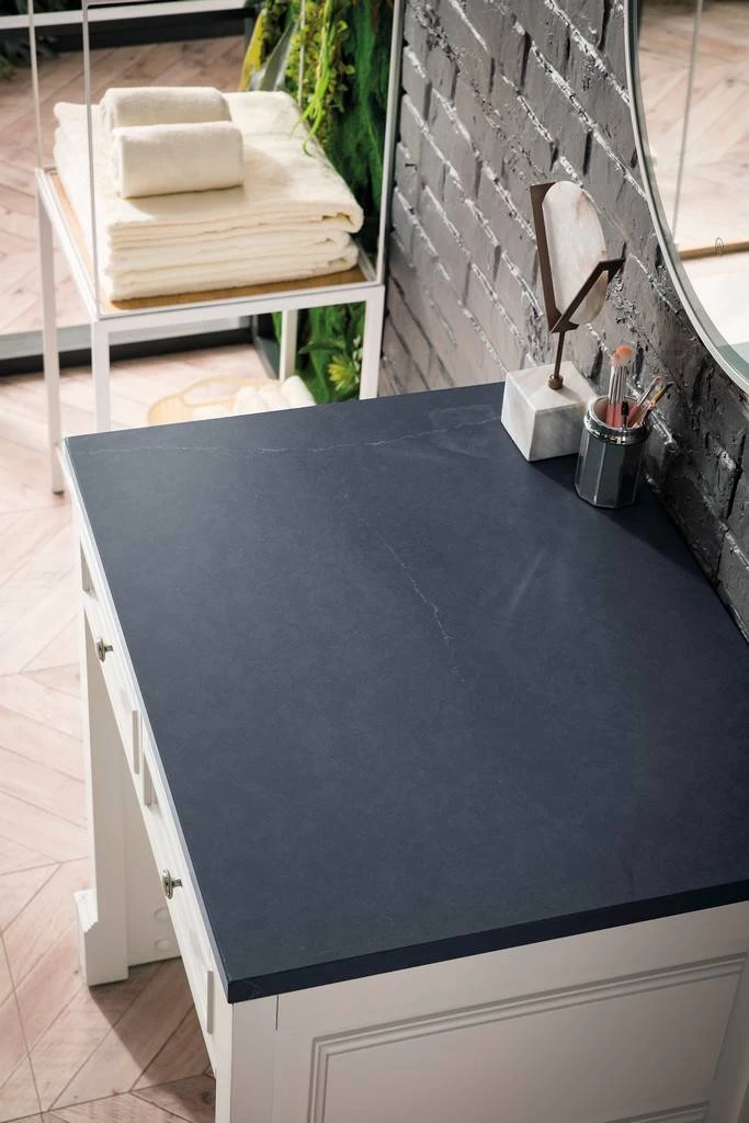 De Soto 30" Countertop Unit (makeup Counter) - Bright White With 3 CM Charcoal Soapstone Quartz Top - James Martin 825-CU30-BW-3CSP 2 De Soto 30" Countertop Unit (makeup Counter) - Bright White With 3 CM Charcoal Soapstone Quartz Top - James Martin 825-CU30-BW-3CSP - Image 2