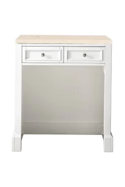 De Soto 30" Countertop Unit (makeup Counter) - Bright White With 3 CM Eternal Marfil Quartz Top - James Martin 825-CU30-BW-3EMR