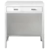 Addison 30" Free-standing Countertop Unit (Makeup Counter) - Glossy White With 3 CM Eternal Jasmine Pearl Quartz Top - James Martin E444-CU30-GW-3EJP