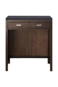 Addison 30" Free-standing Countertop Unit (Makeup Counter) - Mid Century Acacia With 3 CM Charcoal Soapstone Quartz Top - James Martin E444-CU30-MCA-3CSP