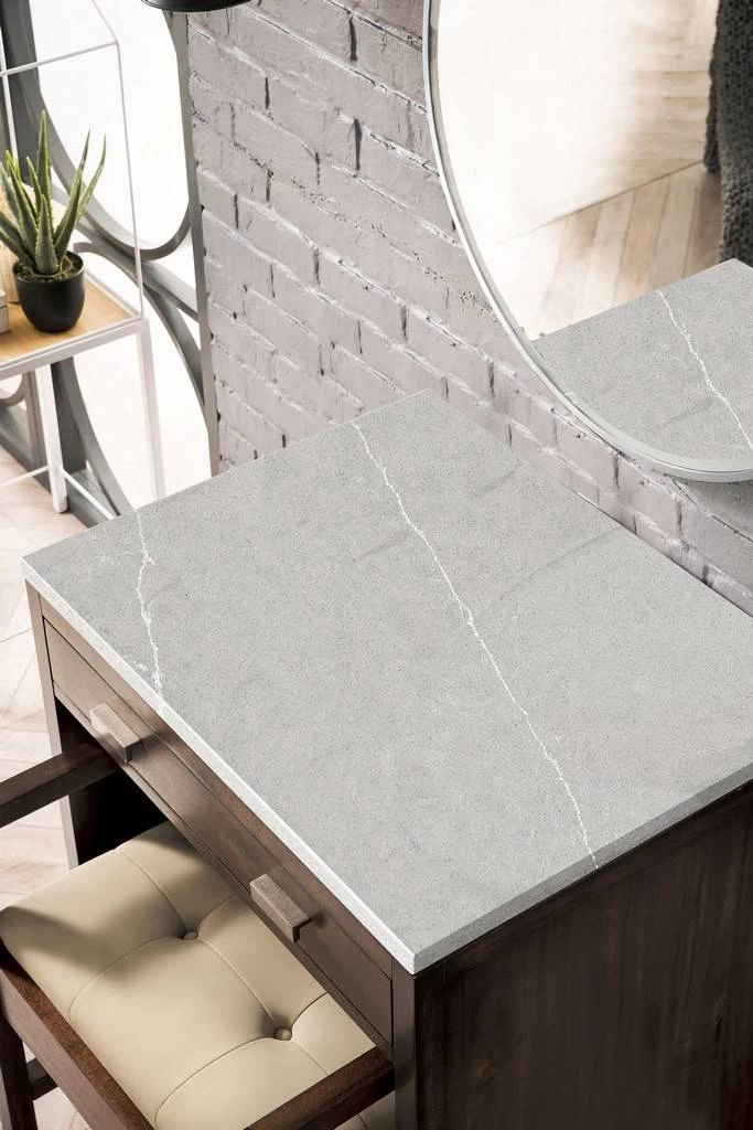 Addison 30" Free-standing Countertop Unit (Makeup Counter) - Mid Century Acacia With 3 CM Eternal Serena Quartz Top - James Martin E444-CU30-MCA-3ESR 2 Addison 30" Free-standing Countertop Unit (Makeup Counter) - Mid Century Acacia With 3 CM Eternal Serena Quartz Top - James Martin E444-CU30-MCA-3ESR - Image 2