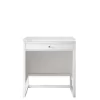 Athens 30" Countertop Unit (makeup Counter) - Glossy White With 3 CM Eternal Jasmine Pearl Quartz Top - James Martin E645-DU30-GW-3EJP