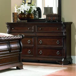 European Traditional 8 Drawer Double Dresser In Brownstone Finish - Liberty Furniture 575-BR31