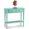 Coastal Notions Kiwi Green Coastal Narrow Hall Stand/Sofa Table W/ Shelf - Leick 20027-GN