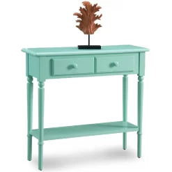 Coastal Notions Kiwi Green Coastal Narrow Hall Stand/Sofa Table W/ Shelf - Leick 20027-GN