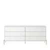 Jasper 71.65" Double Dresser With Steel Gold Legs In White Gloss - Manhattan Comfort 62151