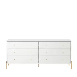 Jasper 71.65" Double Dresser With Steel Gold Legs In White Gloss - Manhattan Comfort 62151