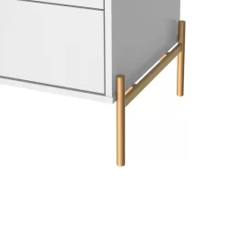 Jasper 71.65" Double Dresser With Steel Gold Legs In White Gloss - Manhattan Comfort 62151 -Home Haven Deals 62151 e