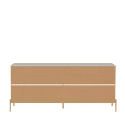 Jasper 71.65" Double Dresser With Steel Gold Legs In White Gloss - Manhattan Comfort 62151 -Home Haven Deals 62151 h