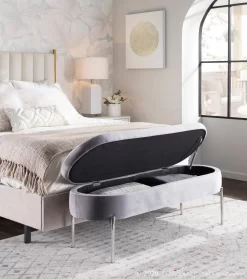 Chloe Storage Bench In Chrome, Grey Velvet - LumiSource BC-CHLOE STOR VGY 6 Chloe Storage Bench In Chrome, Grey Velvet - LumiSource BC-CHLOE STOR VGY -Home Haven Deals 63 bc chloe stor vgy 3