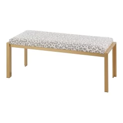 Fuji Contemporary Bench In Gold Metal And Grey Leopard Fabric By LumiSource - Lumisource BC-FUJI AUGYL -Home Haven Deals 63 bc fuji augyl 3 1