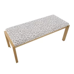 Fuji Contemporary Bench In Gold Metal And Grey Leopard Fabric By LumiSource - Lumisource BC-FUJI AUGYL -Home Haven Deals 63 bc fuji augyl 5 1