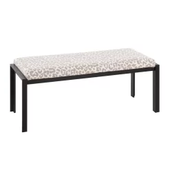 Fuji Contemporary Bench In Black Metal And Grey Leopard Fabric By LumiSource - Lumisource BC-FUJI BKGYL