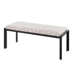 Fuji Contemporary Bench In Black Metal And Grey Leopard Fabric By LumiSource - Lumisource BC-FUJI BKGYL -Home Haven Deals 63 bc fuji bkgyl 3 1
