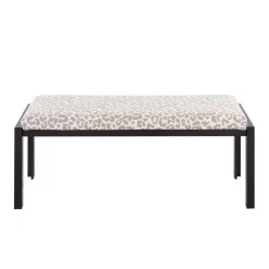 Fuji Contemporary Bench In Black Metal And Grey Leopard Fabric By LumiSource - Lumisource BC-FUJI BKGYL -Home Haven Deals 63 bc fuji bkgyl 4 1