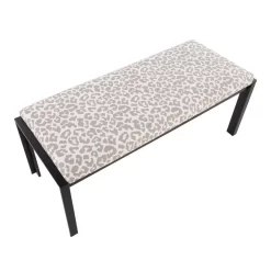 Fuji Contemporary Bench In Black Metal And Grey Leopard Fabric By LumiSource - Lumisource BC-FUJI BKGYL -Home Haven Deals 63 bc fuji bkgyl 5 1