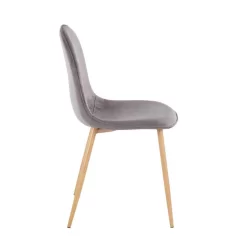 Pebble Contemporary Chair In Natural Wood Metal And Grey Velvet By LumiSource - Set Of 2 - Lumisource CH-PEBBLE NAVGY2 -Home Haven Deals 63 ch pebble navgy2 3