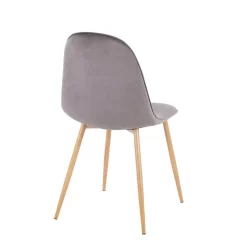 Pebble Contemporary Chair In Natural Wood Metal And Grey Velvet By LumiSource - Set Of 2 - Lumisource CH-PEBBLE NAVGY2 -Home Haven Deals 63 ch pebble navgy2 4
