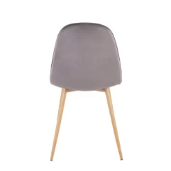 Pebble Contemporary Chair In Natural Wood Metal And Grey Velvet By LumiSource - Set Of 2 - Lumisource CH-PEBBLE NAVGY2 -Home Haven Deals 63 ch pebble navgy2 5