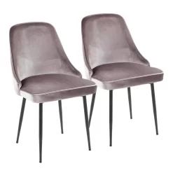 Marcel Contemporary Dining Chair With Black Frame And Silver Velvet Fabric By LumiSource - Set Of 2 - Lumisource DC-MARCL BKSV2