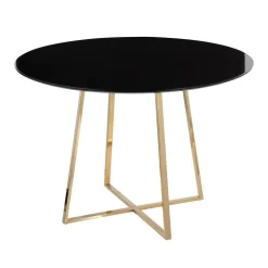 Cosmo Contemporary Dining Table In Gold Metal And Black Wood Top By LumiSource - Lumisource DT-43COSMO2 AUNCBK -Home Haven Deals 63 dt 43cosmo2 auncbk 3 1