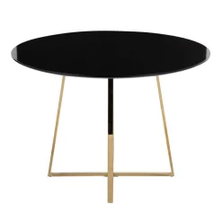 Cosmo Contemporary Dining Table In Gold Metal And Black Wood Top By LumiSource - Lumisource DT-43COSMO2 AUNCBK -Home Haven Deals 63 dt 43cosmo2 auncbk 4 1