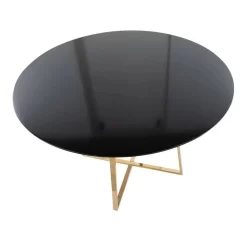 Cosmo Contemporary Dining Table In Gold Metal And Black Wood Top By LumiSource - Lumisource DT-43COSMO2 AUNCBK -Home Haven Deals 63 dt 43cosmo2 auncbk 5 1