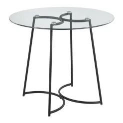 Cece Contemporary Dinette Table In Black Steel With Clear Glass Top By LumiSource - Lumisource DT-CECE35 BKGL