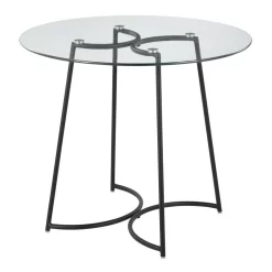 Cece Contemporary Dinette Table In Black Steel With Clear Glass Top By LumiSource - Lumisource DT-CECE35 BKGL -Home Haven Deals 63 dt cece35 bkgl 3 1
