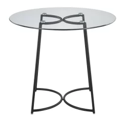 Cece Contemporary Dinette Table In Black Steel With Clear Glass Top By LumiSource - Lumisource DT-CECE35 BKGL -Home Haven Deals 63 dt cece35 bkgl 4 1