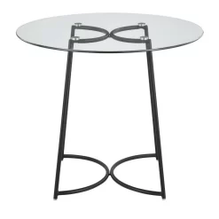 Cece Contemporary Dinette Table In Black Steel With Clear Glass Top By LumiSource - Lumisource DT-CECE35 BKGL -Home Haven Deals 63 dt cece35 bkgl 5 1