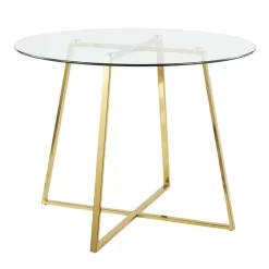 Cosmo Contemporary/Glam Dining Table In Gold Metal & Clear Tempered Glass - Lumisource DT-COSMO2 AUGL